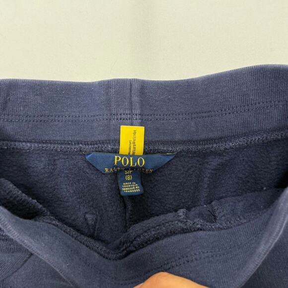 Polo Ralph Lauren Fleece Shorts Navy Size 8 Youth Drawstring Waist - Picture 3 of 4